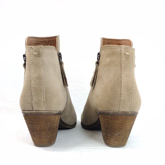 Frye Womens Boots Size 9 Suede Booties Taupe Block Heel Western Cowgirl Boho - Picture 4 of 12